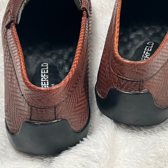 Karl Lagerfeld Paris Drivers Herringbone Leather Cognac Loafers, 9.5